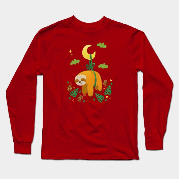 Sleepy Sloth Long Sleeve T-Shirt by Susi V